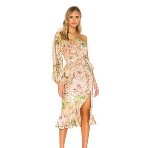 HEMANT & NANDITA Floral One-Shoulder Midi Dress
